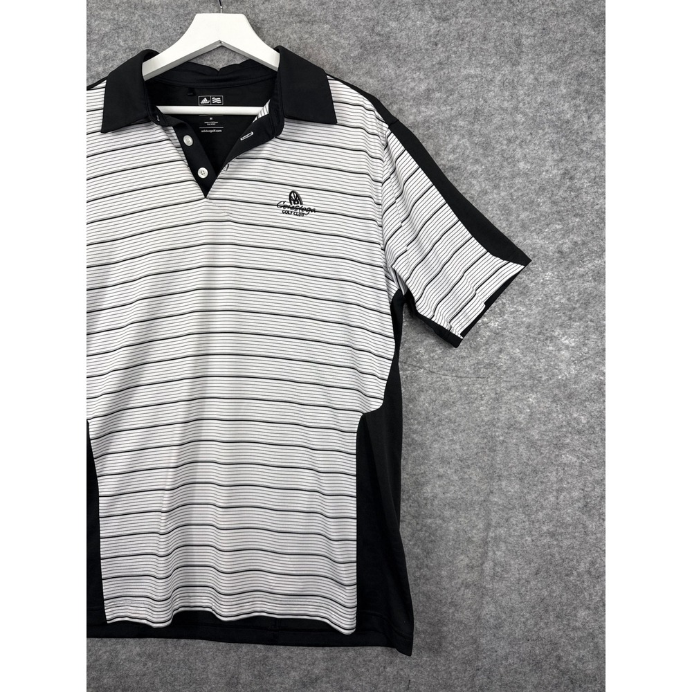 Adidas Golf ClimaCool Mens Medium Black White Striped Polo Shirt Conestoga Club - Picture 4 of 9